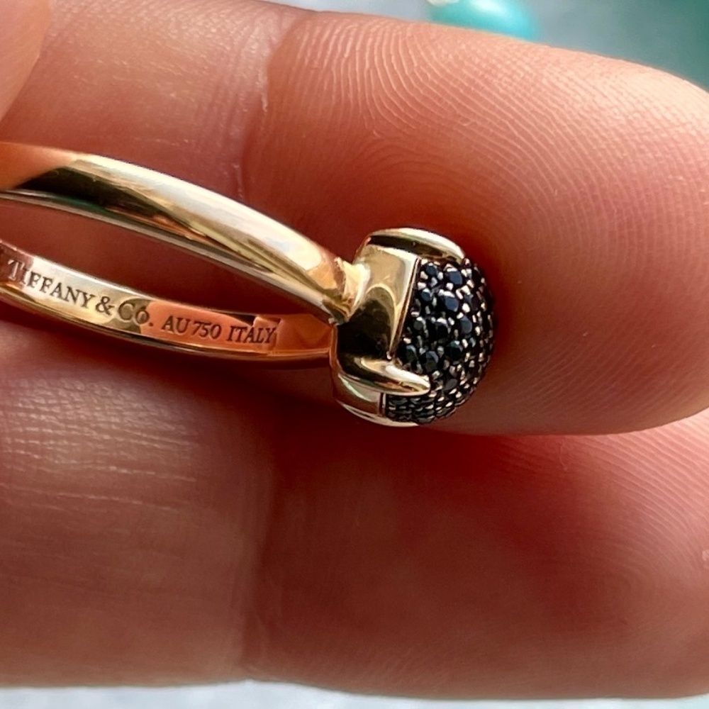 🖤Tiffany & Co. Black Spinel Sugar Stack Ring 18k Rose Gold, sz 5.25🖤 - Picture 4 of 4
